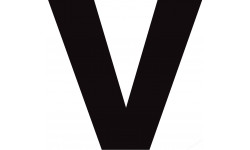 Lettre V noir sur fond blanc (10x10.5cm) - Sticker/autocollant